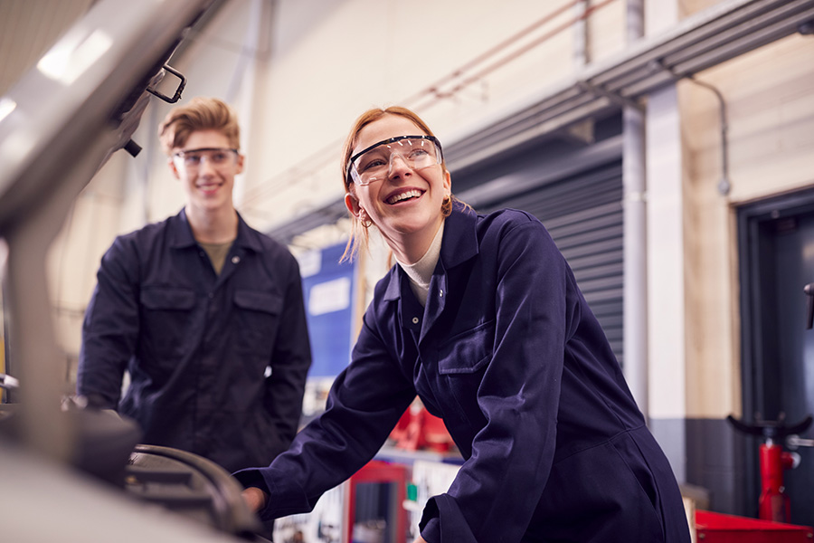 apprenticeships_a male and female engineering students in a classroom or workshop setting