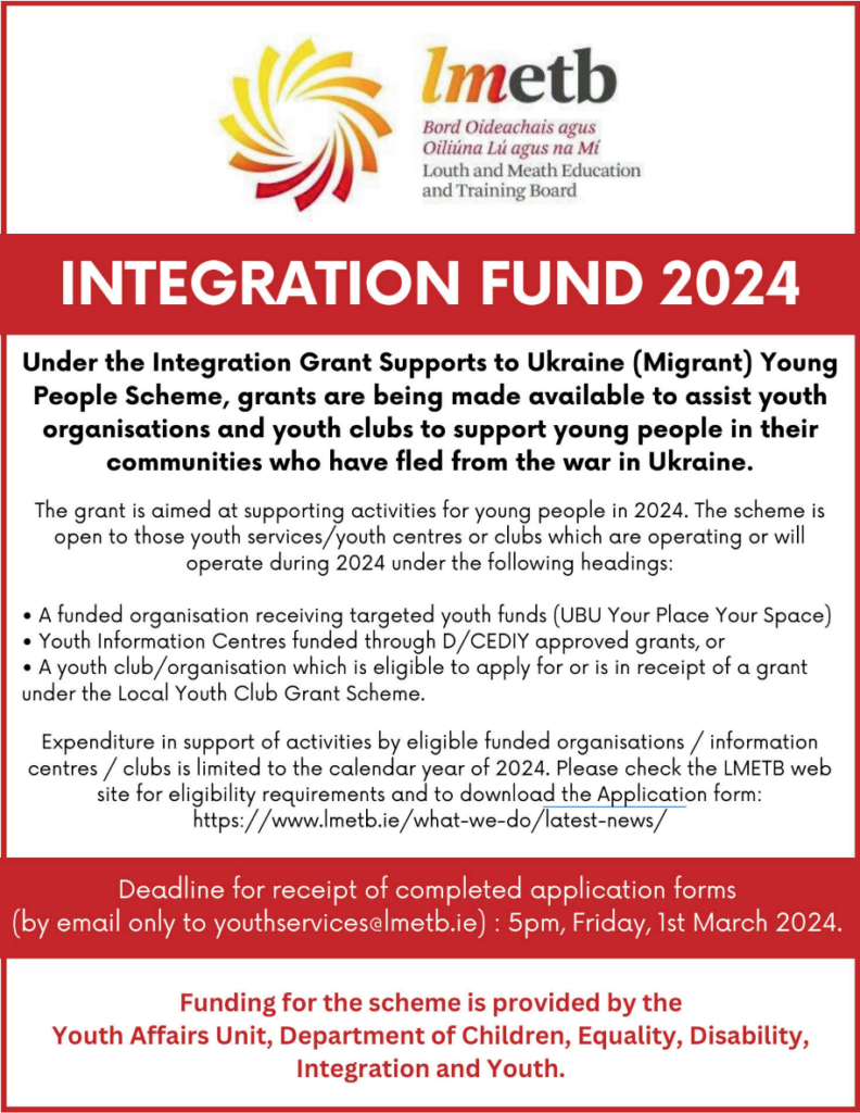 Integration Grant Supports to Ukraine (Migrant) Young People Scheme 2024